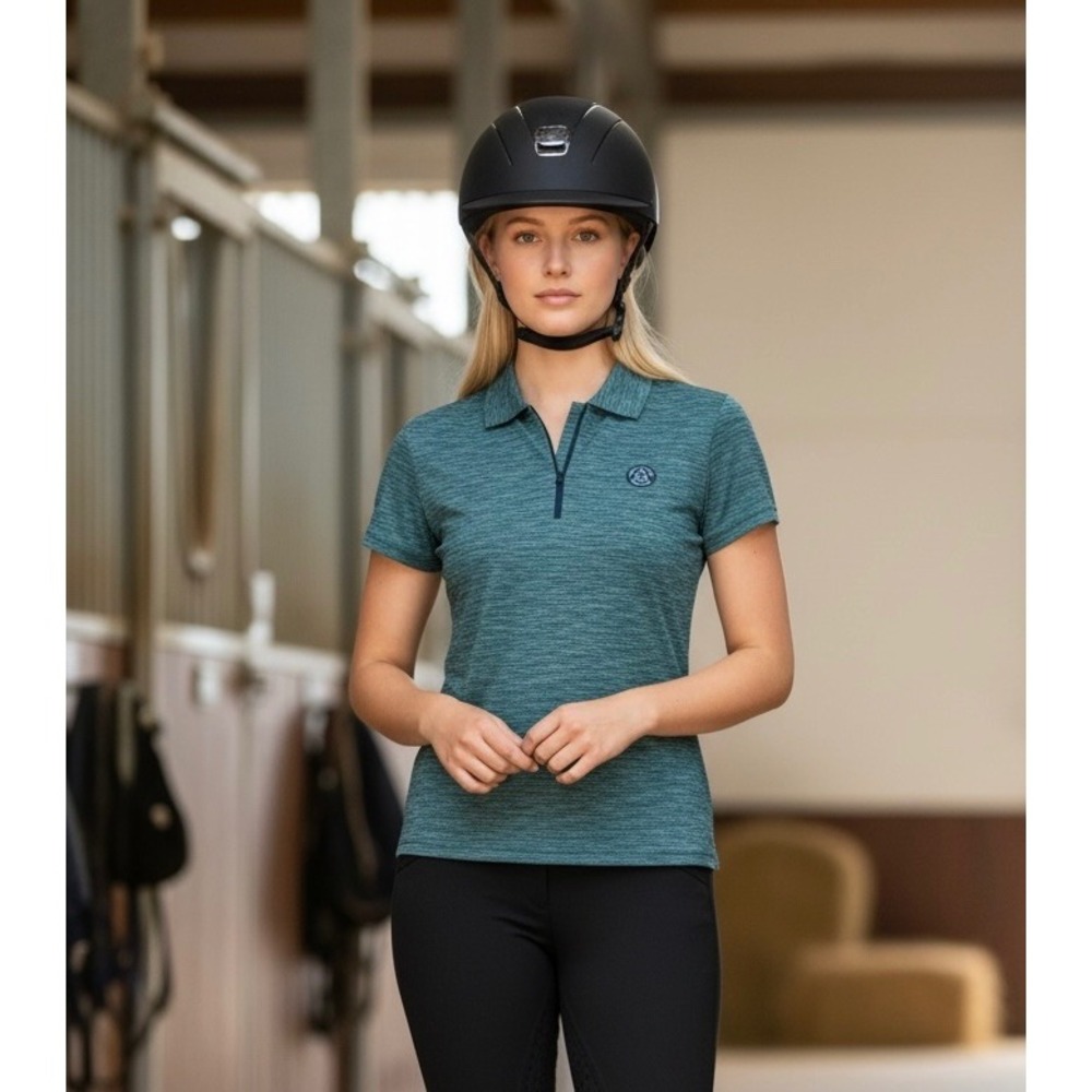 Mountain‎ Horse Medium Riding Tindra Tech Short Sleeve Zip Neck Polo  Equestrian